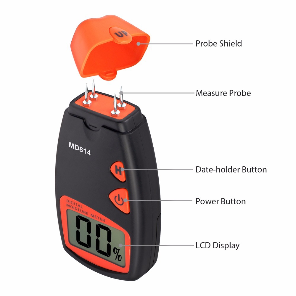 Symbol and unit display 5% to 40% Wood moisture tester MD814 - Click Image to Close
