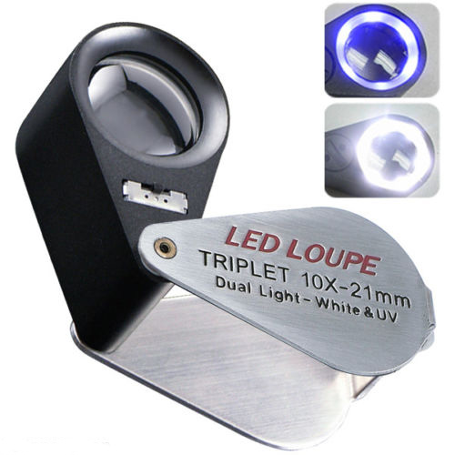 30x 21mm Triplet Loupe Jeweler Loupe Magnifier w/ White LED
