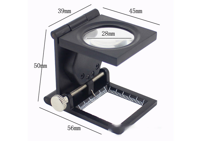 Tri-folding magnifier and free standing design holds LED MGTC10X