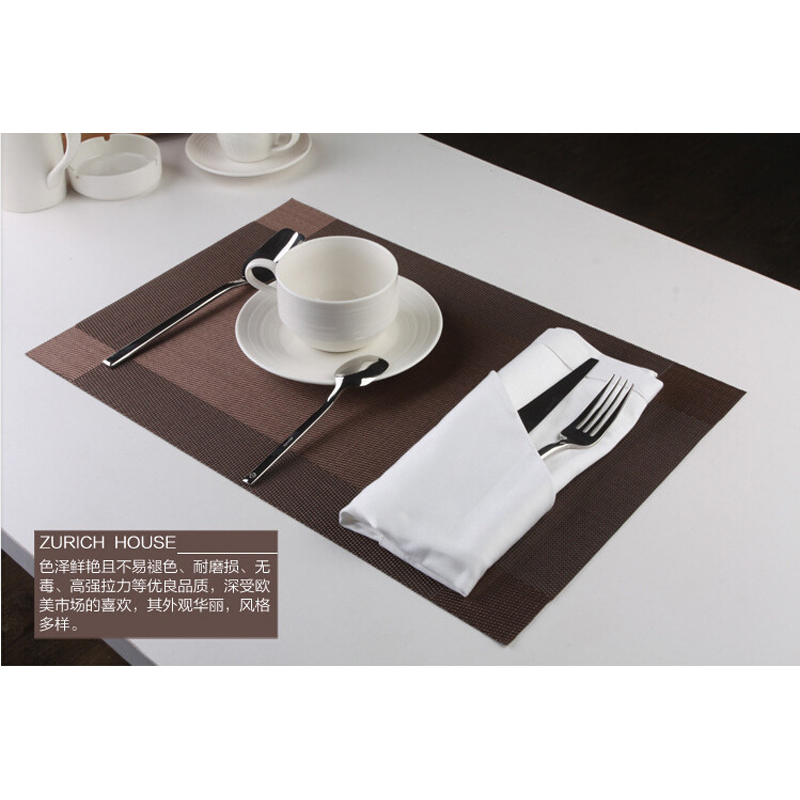 3pcs Brown Grey and Gold Placemats for Dining Table PVC