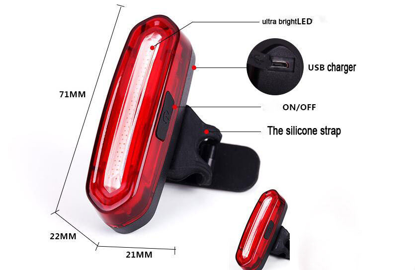 USB Rechargeable Waterproof Bicycle Taillights flashlight TBL01