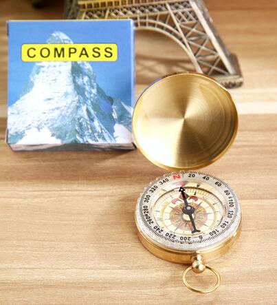 Outdoor Camping Hiking Portable Brass Pocket Golden Compass TG50