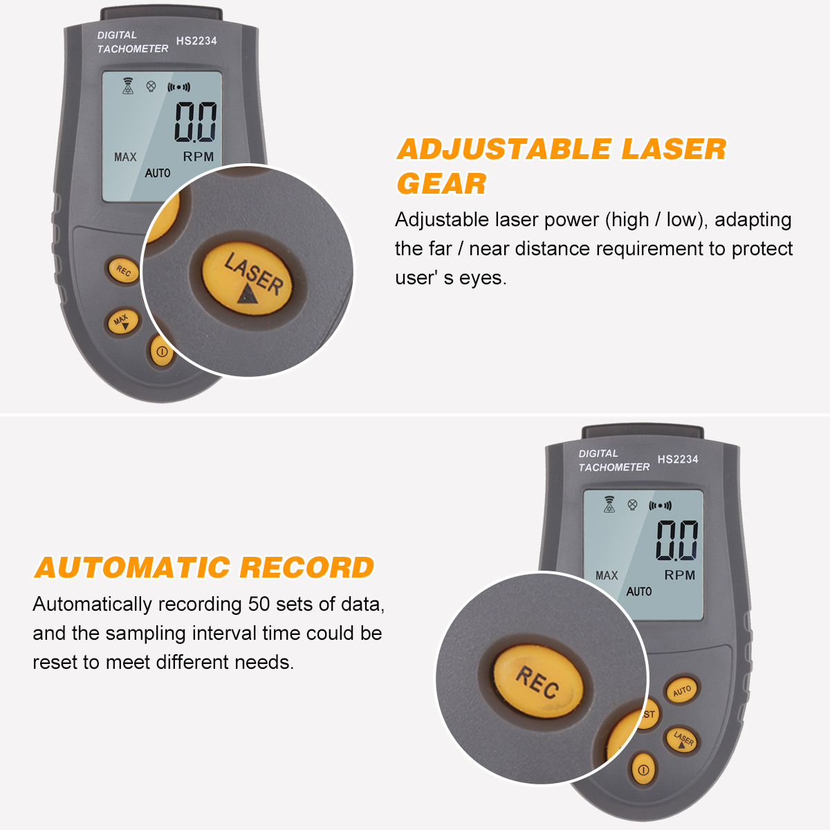Non-contact Digital laser tachometer Motor tachometer