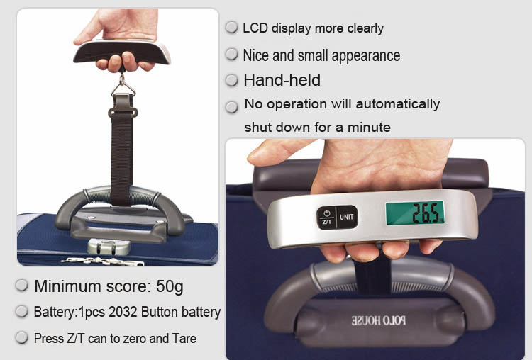 50kgs/110lb LCD Digital Pocket scale Hand-held Travel Balance