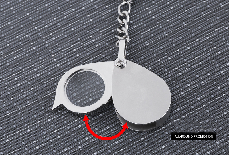 Zinc alloy 10X folding key chain optical glass jewelry magnifier