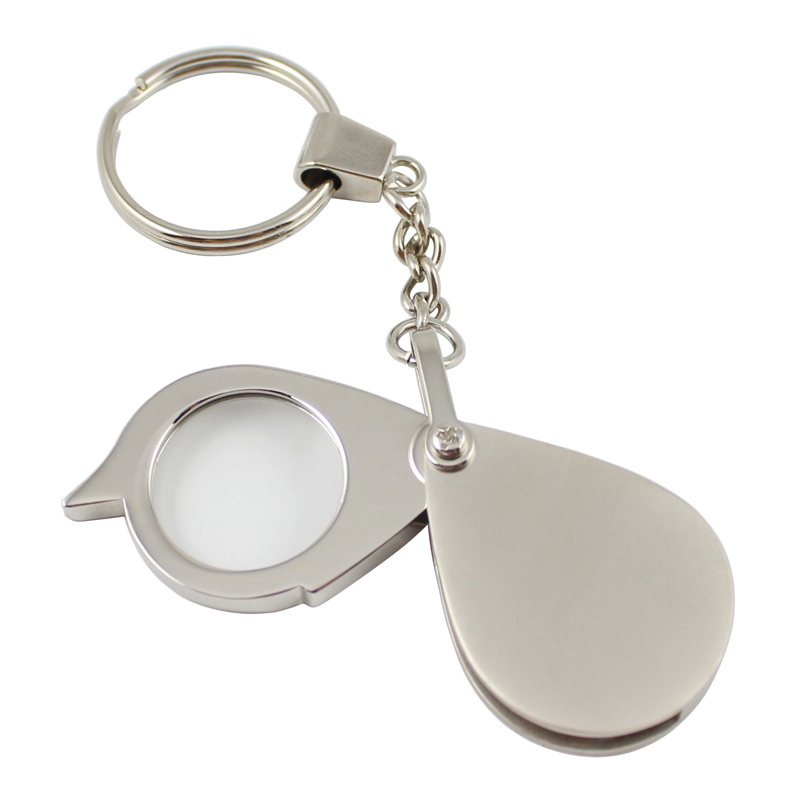 Zinc alloy 10X folding key chain optical glass jewelry magnifier - Click Image to Close
