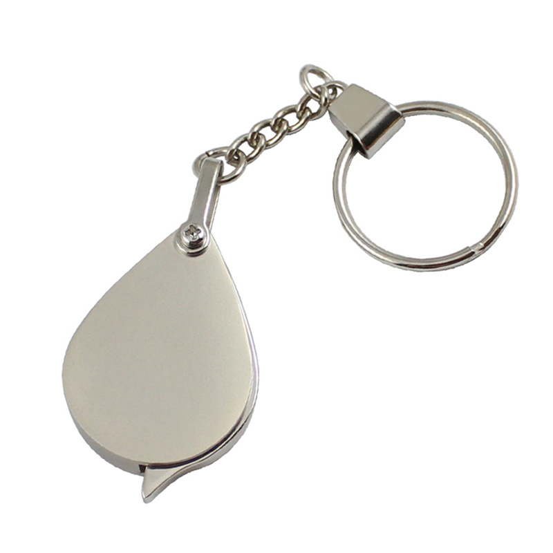 Zinc alloy 10X folding key chain optical glass jewelry magnifier - Click Image to Close
