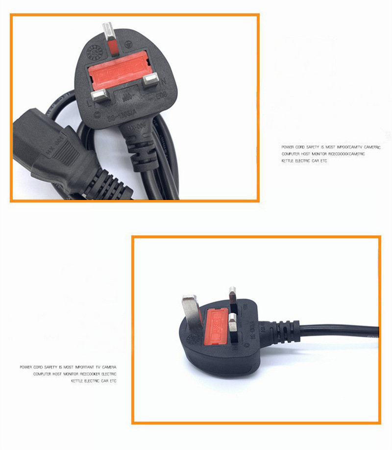 UK standard with built-in fuse computer host chassis power cord - Click Image to Close