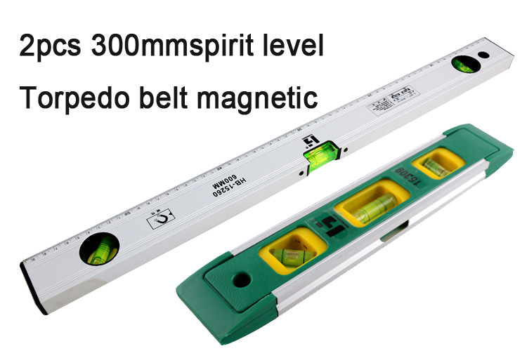 2pcs Spirit level Ruler and Torpedo belt magnetic level TT300
