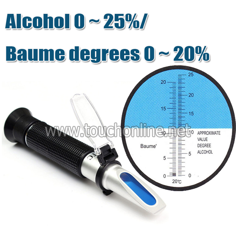 Wine Alcohol Refractometer 0-25% Test Optical Baume Meter 0-20%